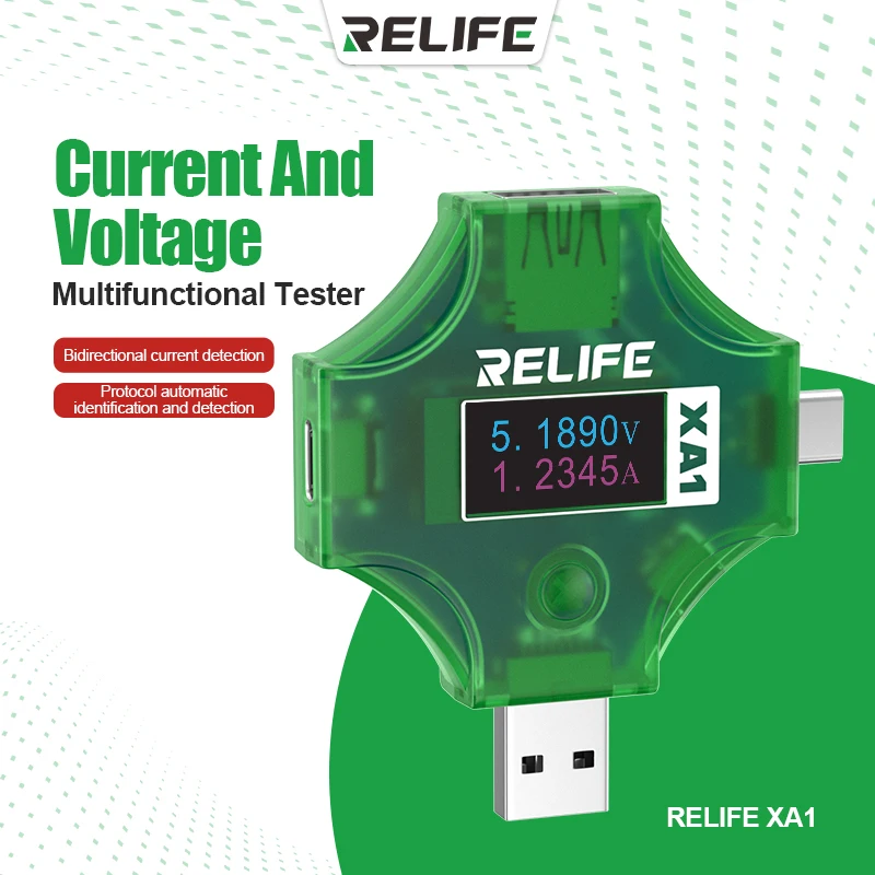 RELIFE XA1 probador multifuncional compatible con PD QC2.0 QC3.0 SCP AP2.4A DCP, instrumento de detección de identificación de carga rápida