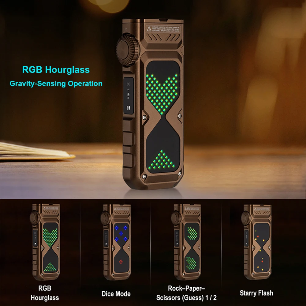 EDC LED Flashlight Outdoor Camping Lantern UV LEP RGB Hourglass Light USB C Rechargeable Lamp 1300 Lumen Fishing Torch Pixel