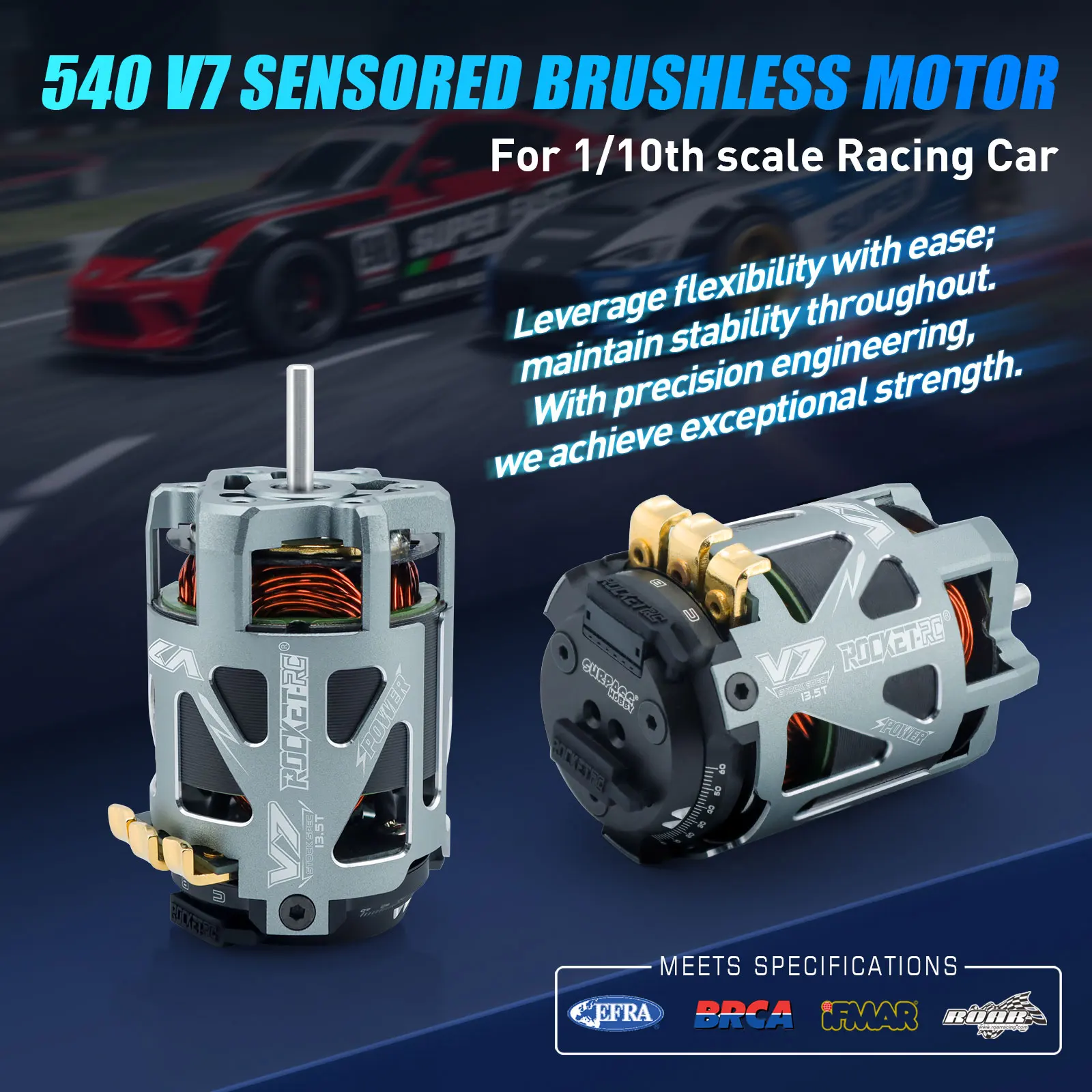Surpass Hobby Rocket-RC 540 V7 Brushless Motor 5.5T 6.5T 8.5T 10.5T 13.5T 21.5T For 1/10 1/12 RC Drift Racing Car Modified SPEC