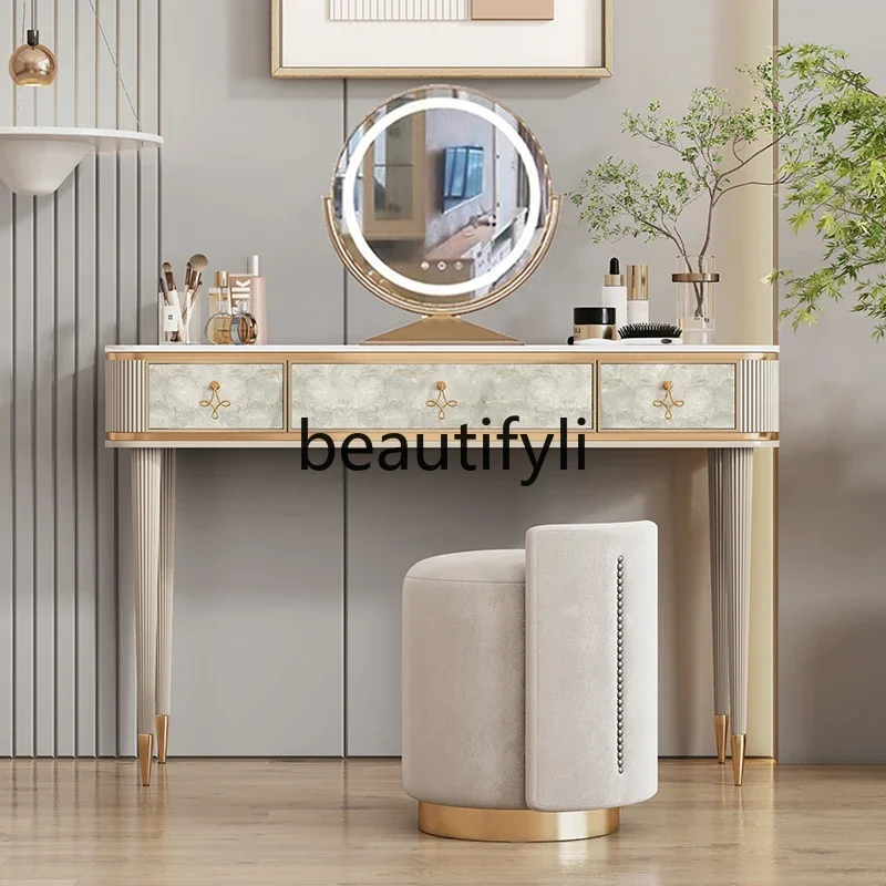 

Light luxury dresser bedroom modern simple dressing table solid wood marble shell dressing table