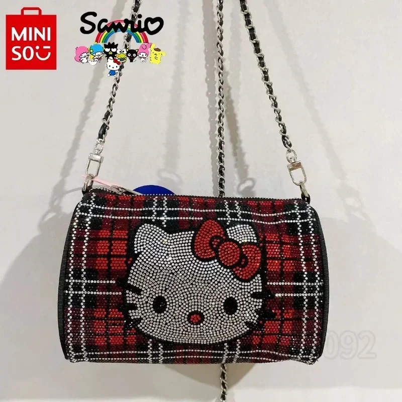 Miniso Hello Kitty New Women\'s Shoulder Bag Luxury Brand with Diamond Fashion Women\'s Shoulder Bag Cartoon Cute Mini Women\'s Bag