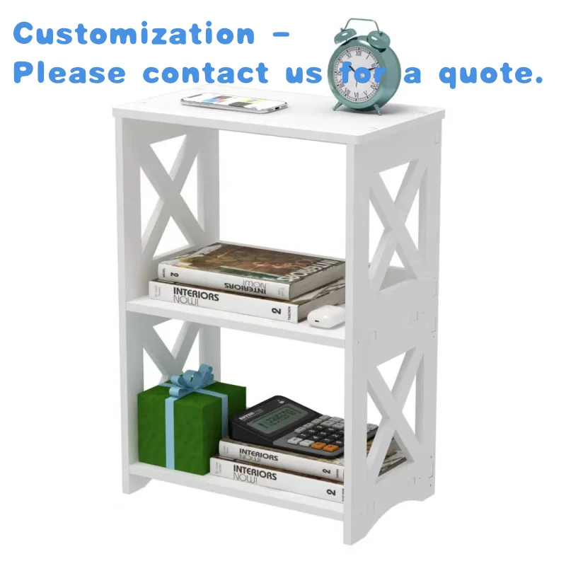 custom.Narrow End Table with Storage Shelf, Simple Bedside Nightstand, Bookshelf Bookcase, Display Rack Bedroom