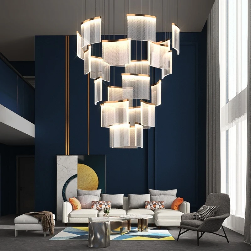 Modern Villa Duplex Staircase Chandelier Loft Apartmentdesigner Luxury Living Room Crystal Hanging Lamps Home Decor