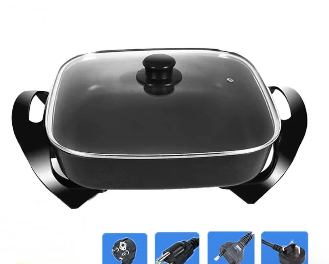 Ultra-deep 16-inch scratch-resistant non-stick electric frying pan (10.5 quart) with glass breathable lid, adjustable temperatur