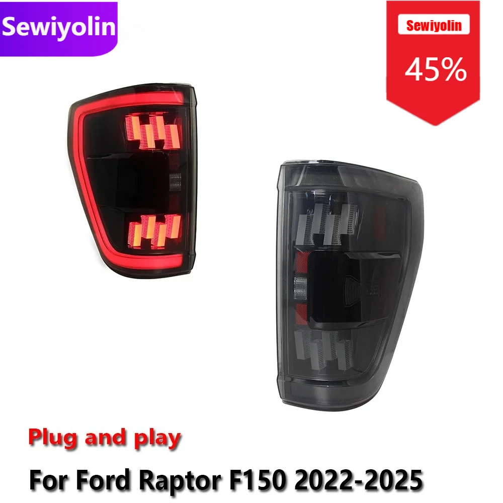 

Car DRL LED Tail Light Assemblies For Ford Raptor F150 2022-2025 Auto Fog DRL Brake Turn Signal Lamp Plug And Play