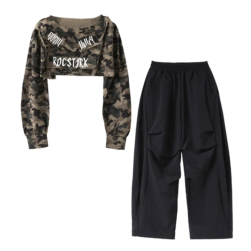 Costumes de danse Hip Hop pour enfants, hauts courts, pantalons amples, tenues Kpop, vêtements de danse pour spectacle Jazz, nouvelle collection 2025 DQS21219