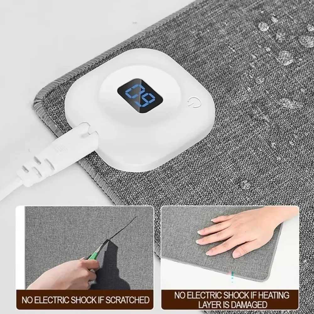 New EU Plug Heating Mouse Pad with Digital Display Extra-large Heated Desk Mat Quick Heating Waterproof Office Desk Mat