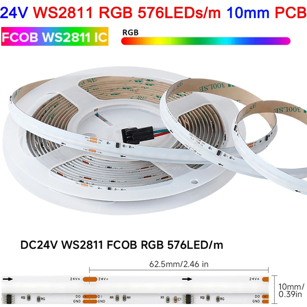 5 m SPI RGB RGBW RGBCCT COB LED-striplicht DC12V 24V 840 784 720 576 LEDs / M Flex FCOB LED-tape Licht dimbaar lineair linttape