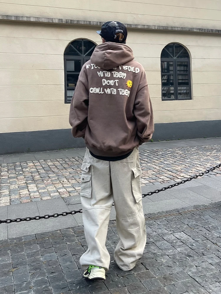 Sudadera con capucha de hip hop para mujer y parejas, prenda de vestir con estampado de calavera y amor, de gran peso estilo harajuku, y2k