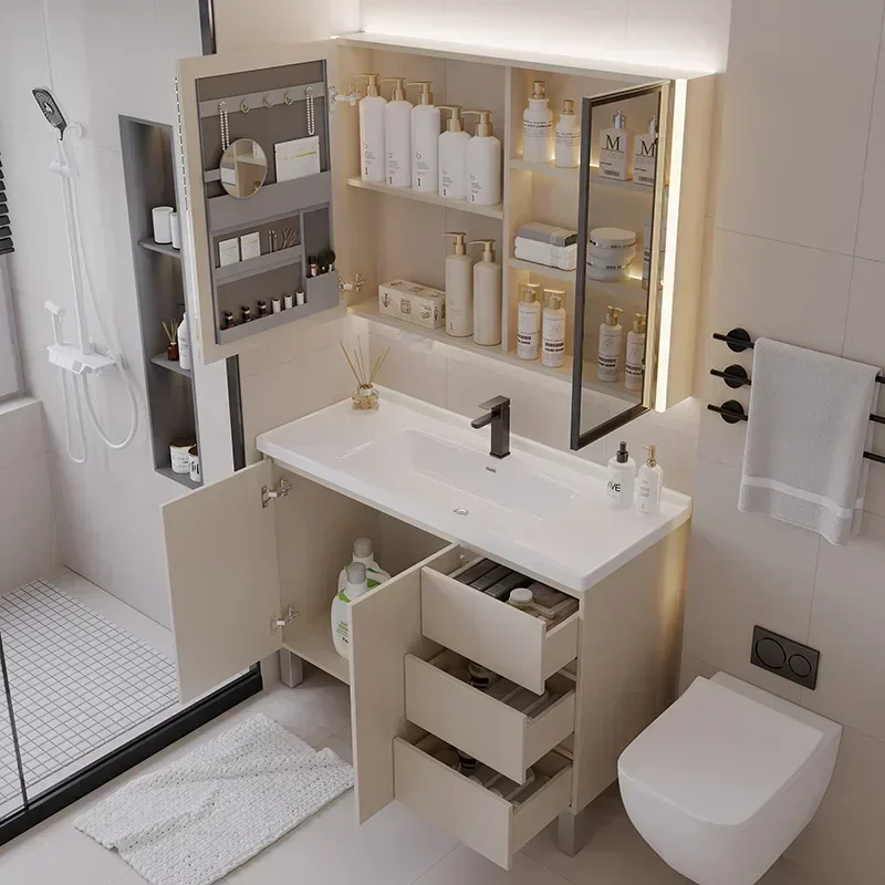 

Toilet accessories Bathroom Cabinet Wall Pharmacy Wc Furniture Double Washbasin Open Cabinets Space Saving Sinks Arredo Bagno