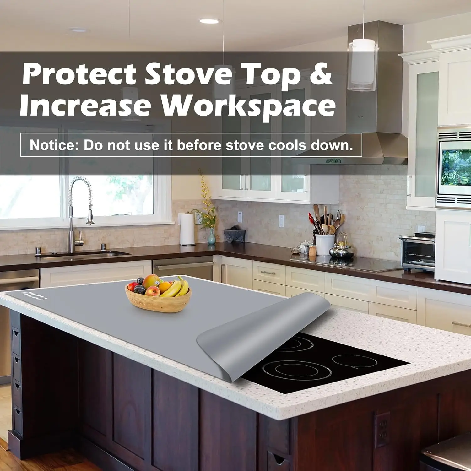 Silicone Mat for Kitchen Countertop, 47.2x23.6in Heat Resistant Kitchen Island Protector Mat, Extra Large Non-Slip Thic