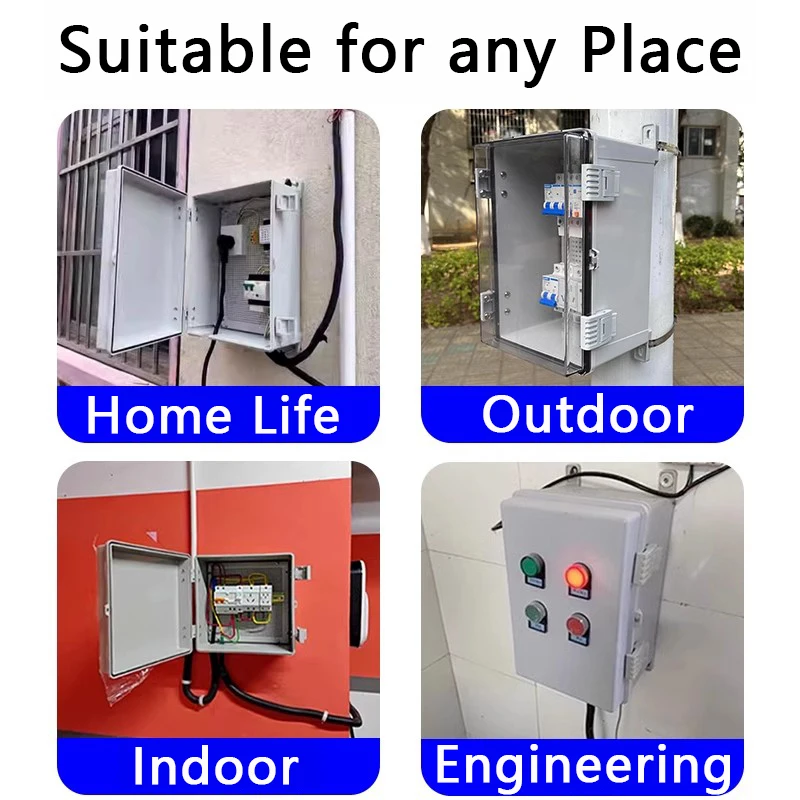 Outdoor Waterproof Enclosure PC Transparent Cover Plastic IP66 Electronic Junction Box Hinged Buckle Seal Power Distribution Box