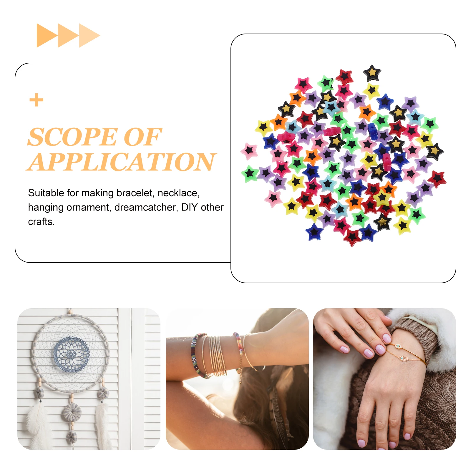 

300pcs Beads Accessories Star Shaped Necklace Bracelet Making Crafts Clear Colored Hot Stamping Convex Plum Blossom Jewelry