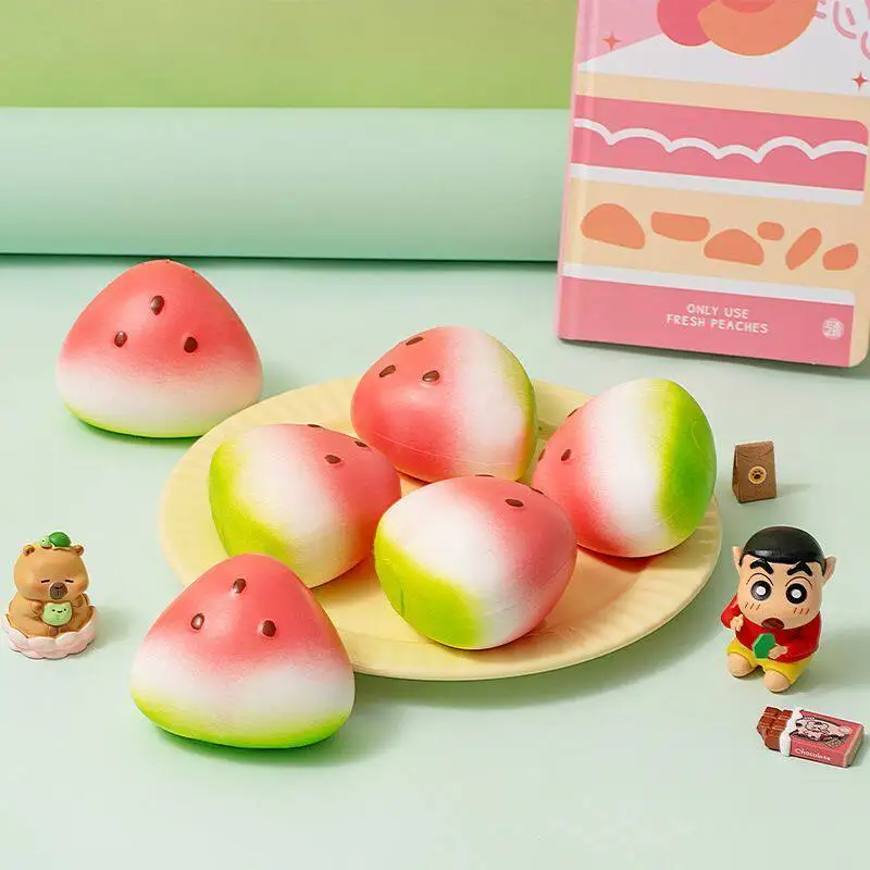 Watermelon Squishy Keychain Pinch Fidget Anti-Stress Slow Rising Fruit Squeeze Funny Pressure Reducer Prop Keychain Gifts