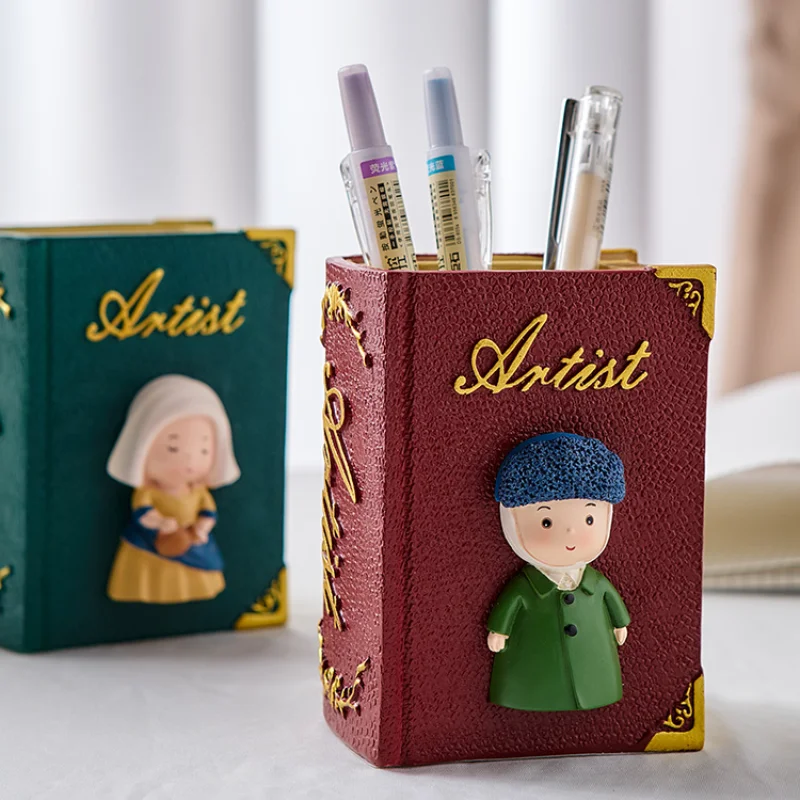 

Nordic ins wind big artist pen holder decoration office desktop small decoration creative stationery sundries storage box