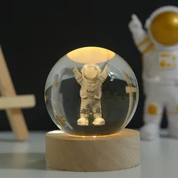 LED Night Light Glowing Solar System Crystal Ball Desktop Small Night Light Decoration Starry Sky Glass Ball Birthday Gift