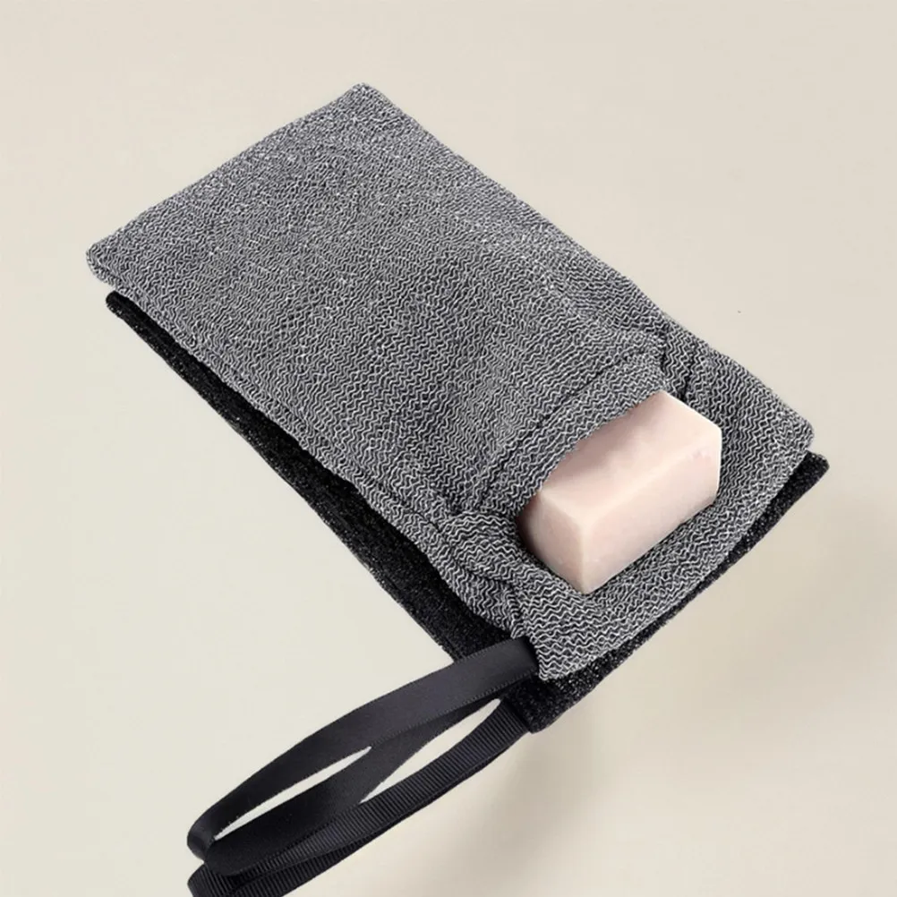 2Pcs Gray Black Soap Saver Pouch Nylon Exfoliating Mesh Bag for Bar Soap Body Scrubbing Bath Washing Clothes Home Accessory