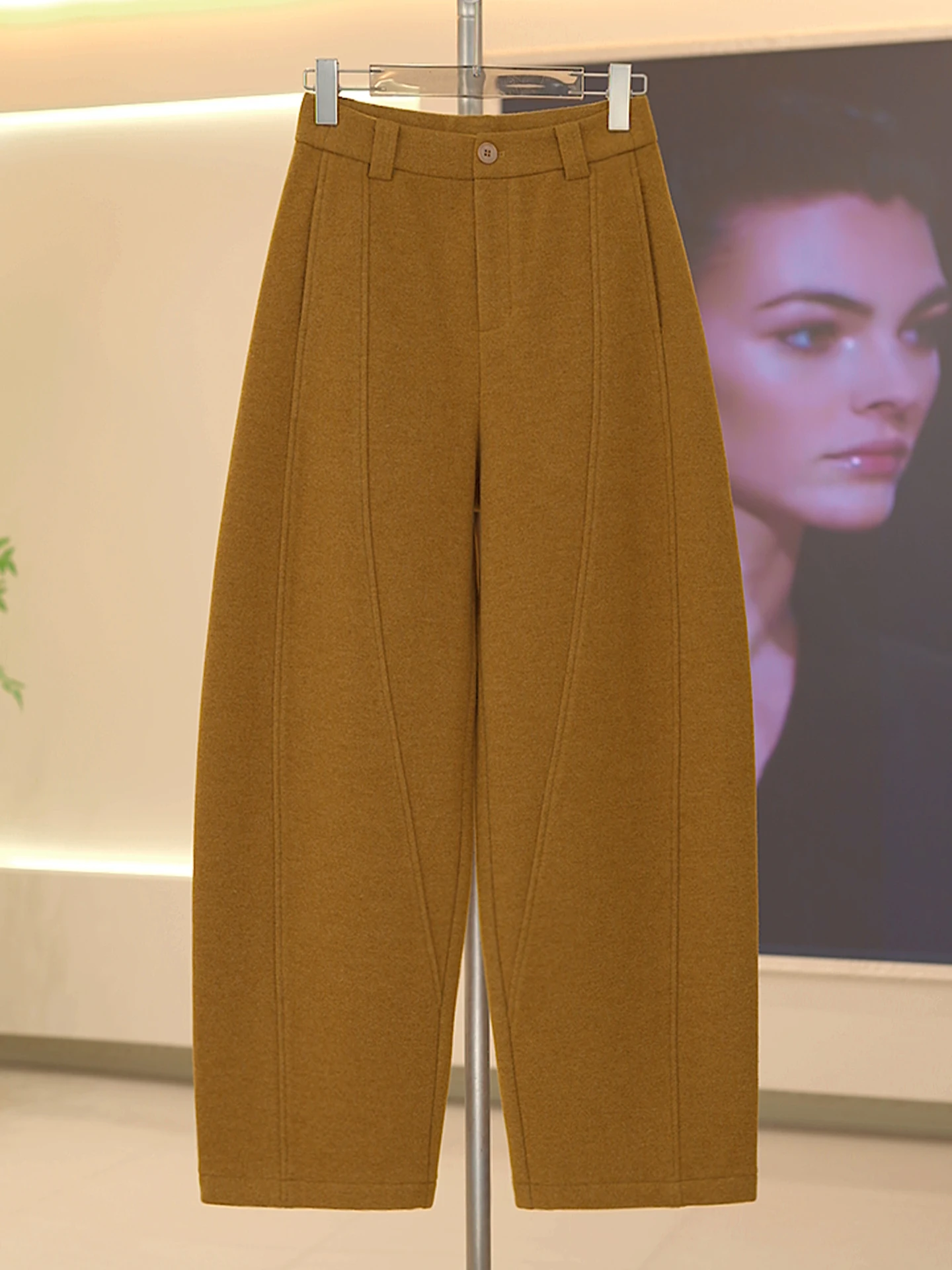 

Женские брюки-бананы с высокой талией и широкими штанинами, осенне-зимняя новинка, повседневные, на флисовой подкладке, свободного кроя