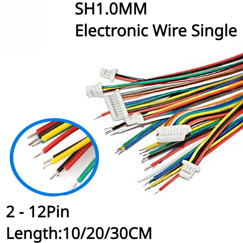 

10pcs SH1.0 Electronic Wire Single Head Tin Plated Connecting Line 10/20/30cm Pitch SH 1.0mm Cable 28AWG 2P/3P/4P/5P/6P/7P-12P