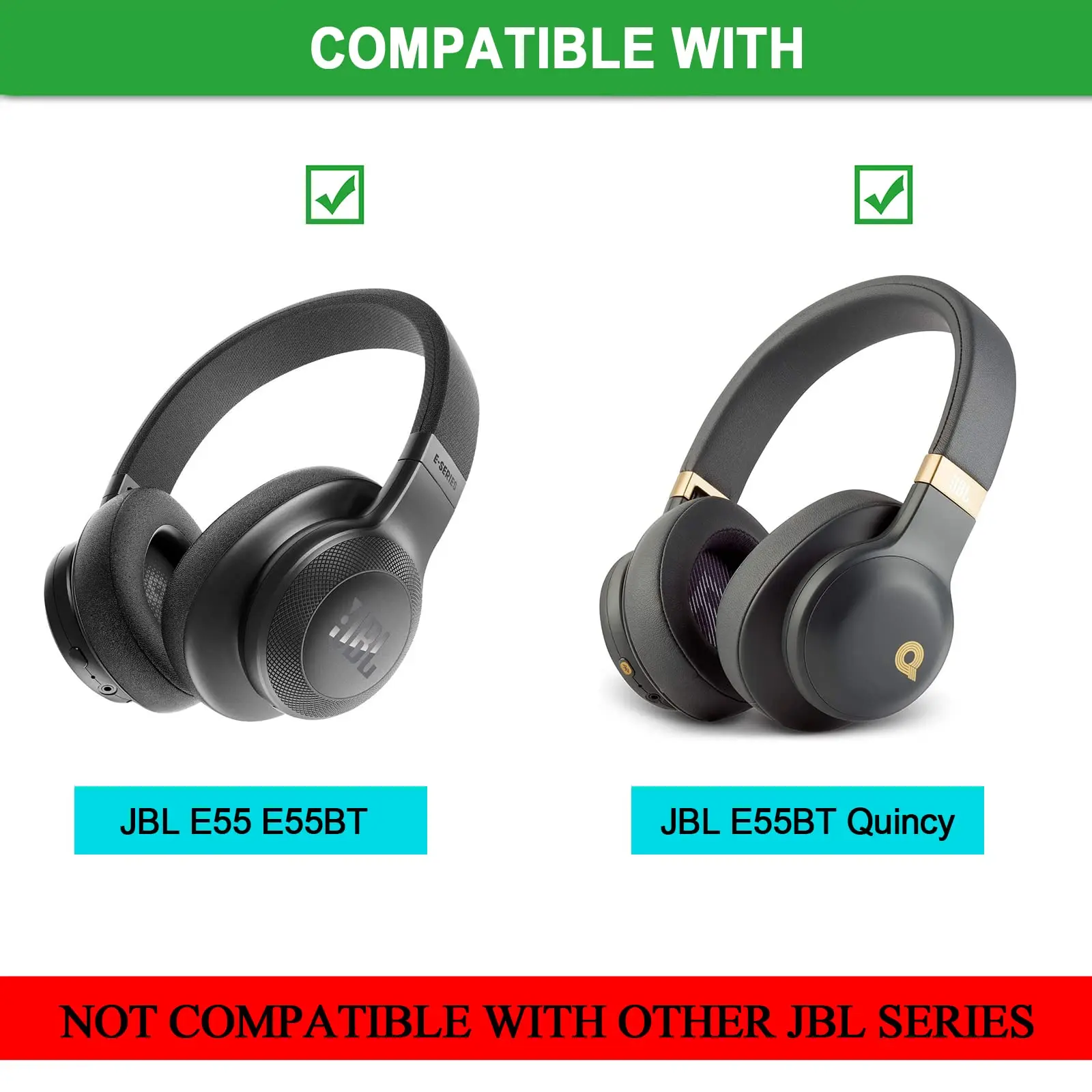 E55BT Earpads Replacement Ear Pads Cushion Cups Muffs Foam Pillow Parts Cover Compatible with JBL E55BT Over-Ear Headphones