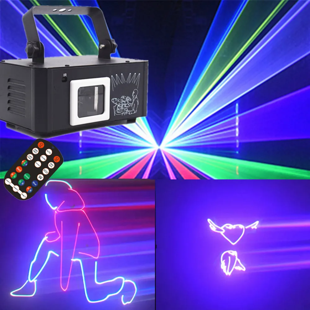DJ Party Laser Light, 3D Animation Laser Projector, DMX Laser Disco Dance Light Remote Control RGB Beam Scanning Ambient Light