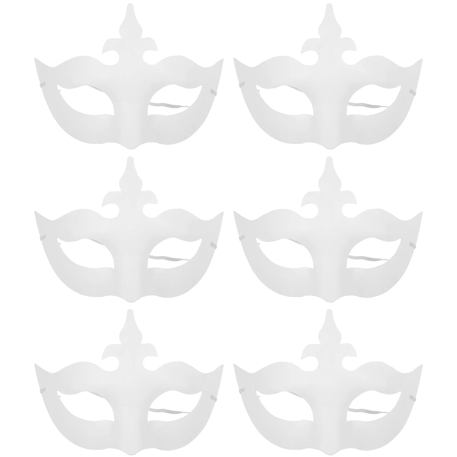 6 قطع من أقنعة الورق المرسومة يدويًا، أقنعة وجه بيضاء ذاتية الصنع لمهرجان الحفلات التنكرية، قناع حفلة أبيض، قناع قابل للطلاء #3