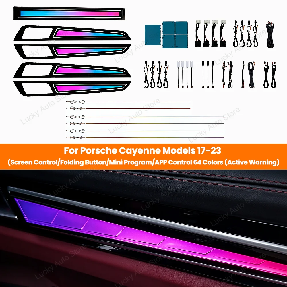 For Porsche Cayenne 2017-2023 Car Upgrad LED 27 Light Crystal Style Dynamic Style Lnterior Decorative Strip Ambient Light