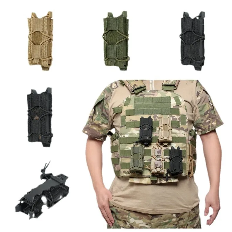 al-person CS tactical pistol single magazine 9MM elastic quick-draw holster Military enthusiast MOLLE tool bag accessory pouch