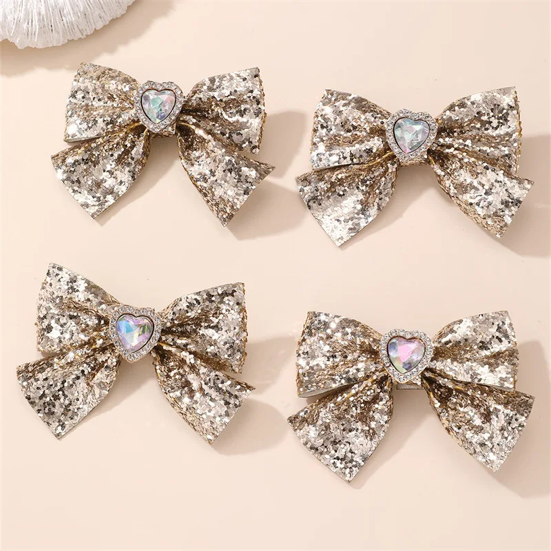 Gold and Silver Bow Hair Clips - Tie Clip Silver avis et prix