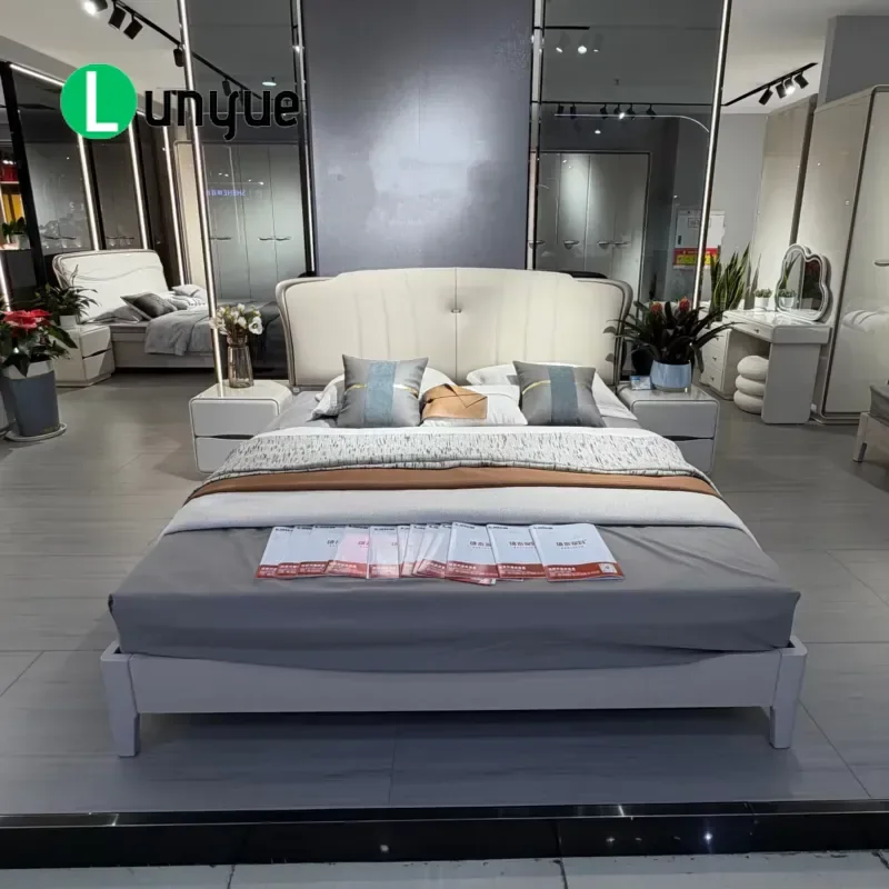 Modern Luxury Wooden Bed for Villa Apartment Hotel Resort Indoor Bedroom Furniture Set High Quality Comfortable Sleeping