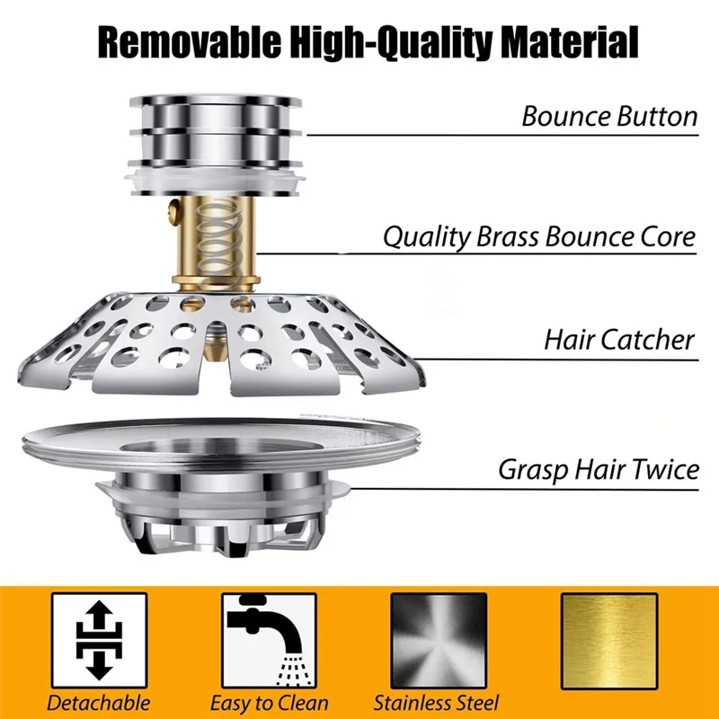

Tub Drain Stopper Sink Drain Stopper -Up Tub Drain Stopper And Cover With Shower Drain Hair Catcher Strainer
