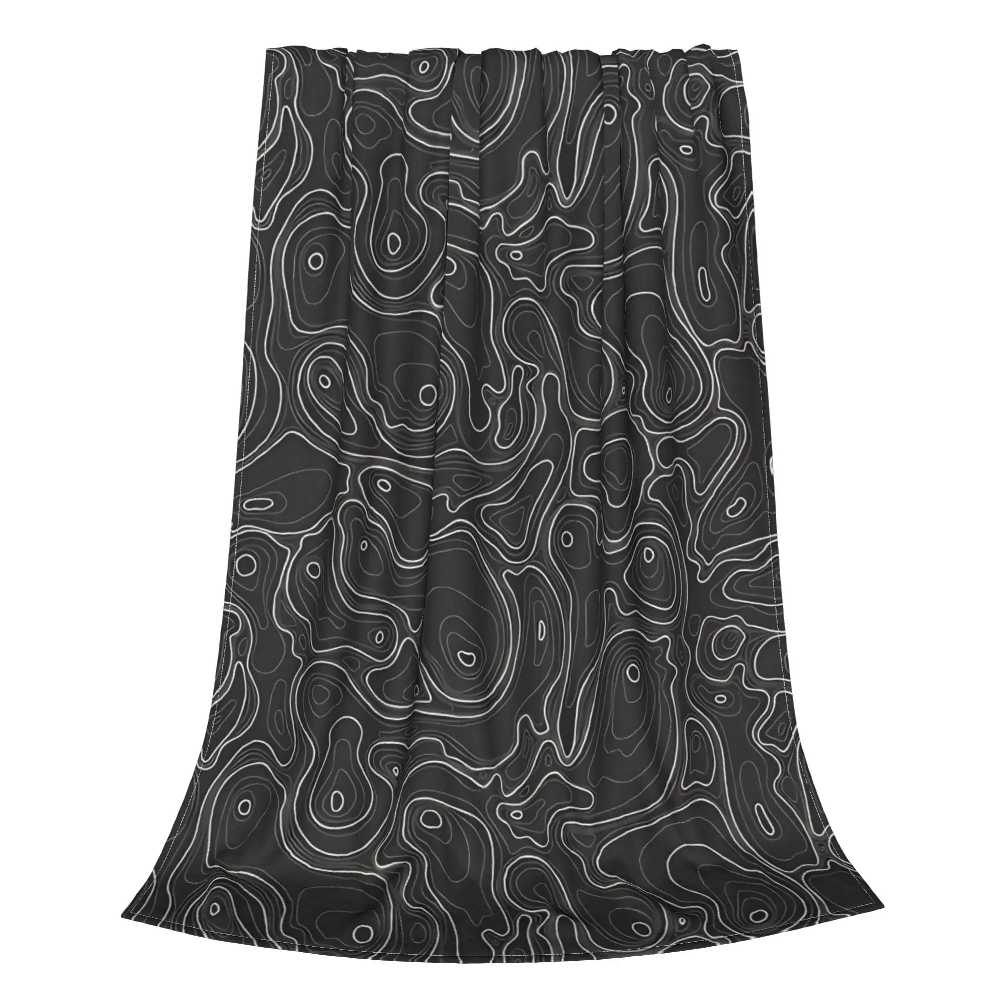1PC Black And White Topographic Pattern  Blanket Throw Super Cosy Plush Living Room Sofa