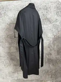 Men's Dark Wool Blend Double-Breasted Overcoat 3 TOP-YAMAMOTO Japanese original design Dark style loose wool mixed tie double-breasted overcoat for men 3