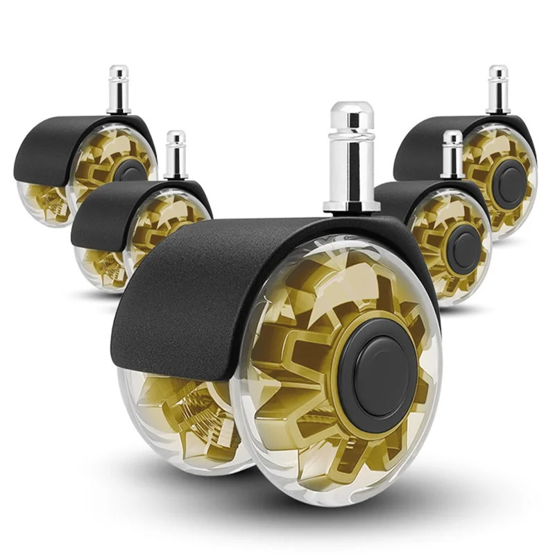 B68C Replacement Office Chair Wheels 5-Pack 2 Inch Heavy Duty Caster Poles M10 Quick Silent Rolling Casters