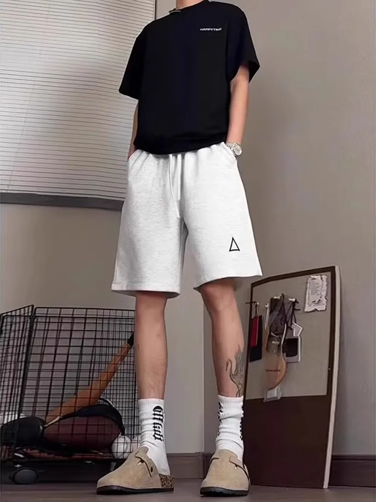 

Повседневные мужские летние брюки с вышивкой American Sle, модные спортивные свободные брюки выше колена, средние брюки пяти четвертей