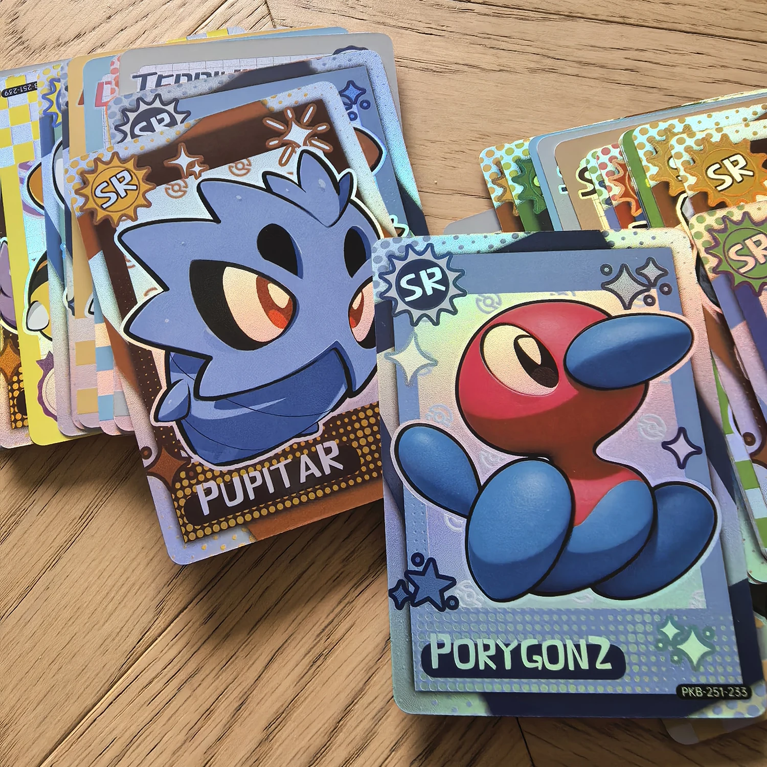 60Pcs Blind Box Vol1 2 PokeBaBy Cute DIY Card Pocket Monster Holographic 1996 Q151 Anime Version Classical Collection Card