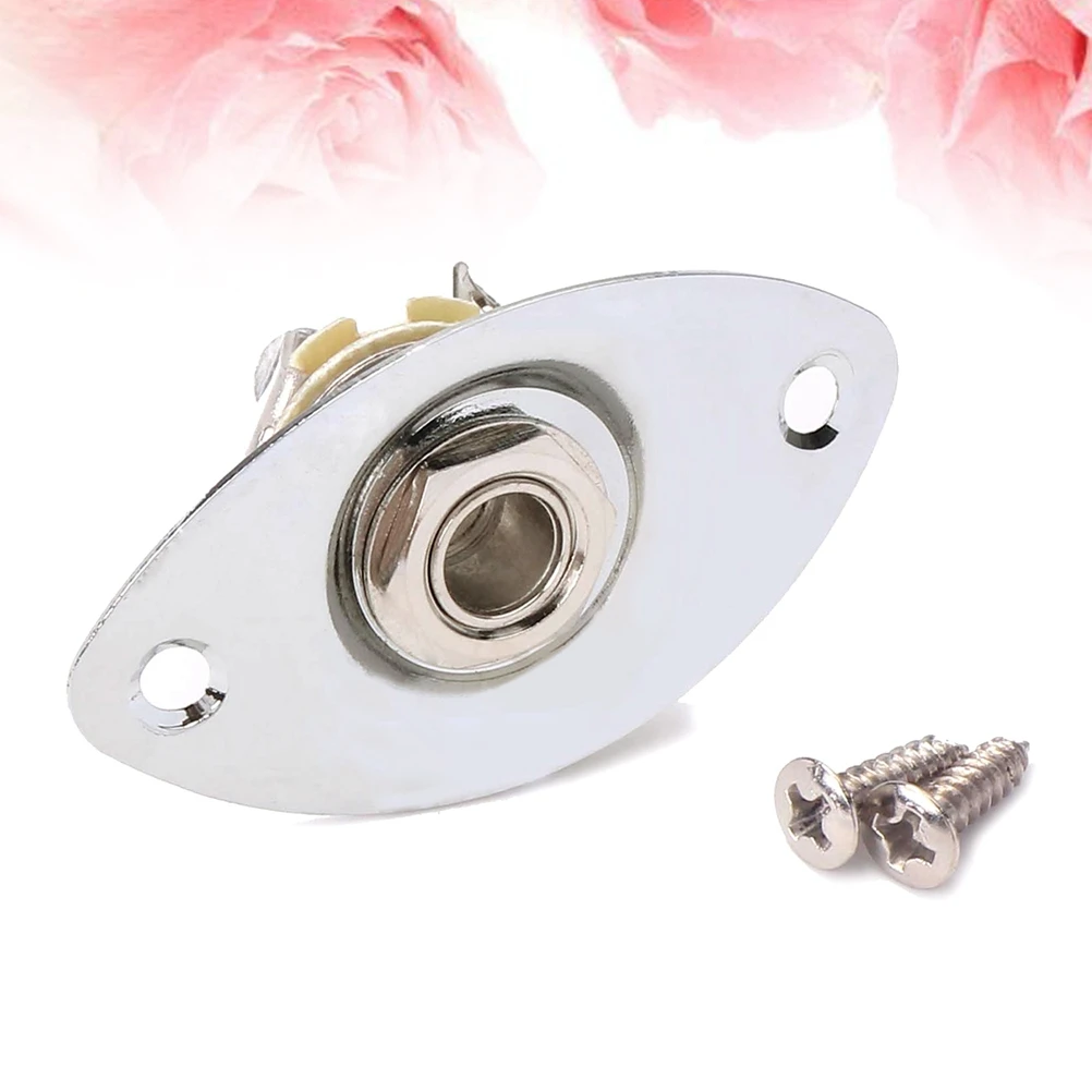 

1/4 Inch 6.35Mm Oval Jack Socket Chrome Pickup Socket For Electric Guitar Bass Sturdy Iron Copper Nickel Plated Durable Glossy