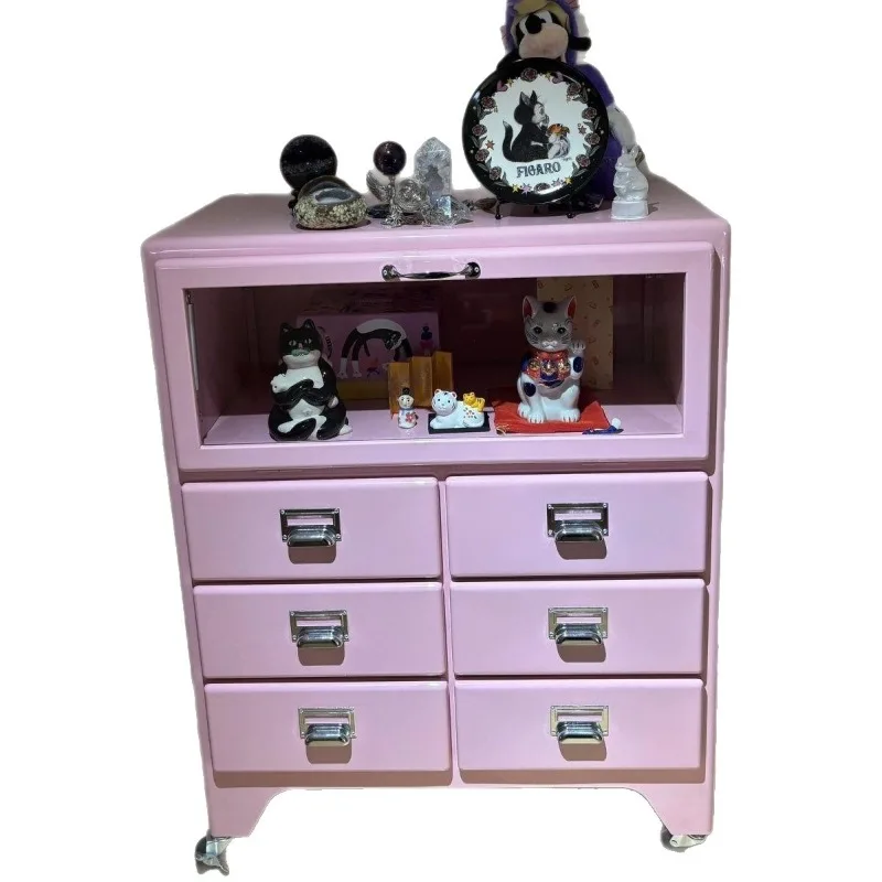 Retro iron sheet metal drawer environmentally friendly meal side storage decorative cabinet iron sheet