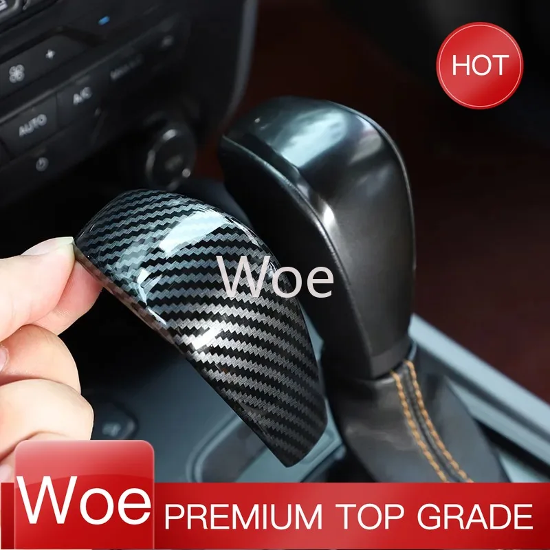 Woe For Ford Everest Endeavor Ranger Wildtrak T6 T7 Pickup 2015-2018 ABS Carbon Fiber Car Shift Knob Decorator Cover Car Accesso