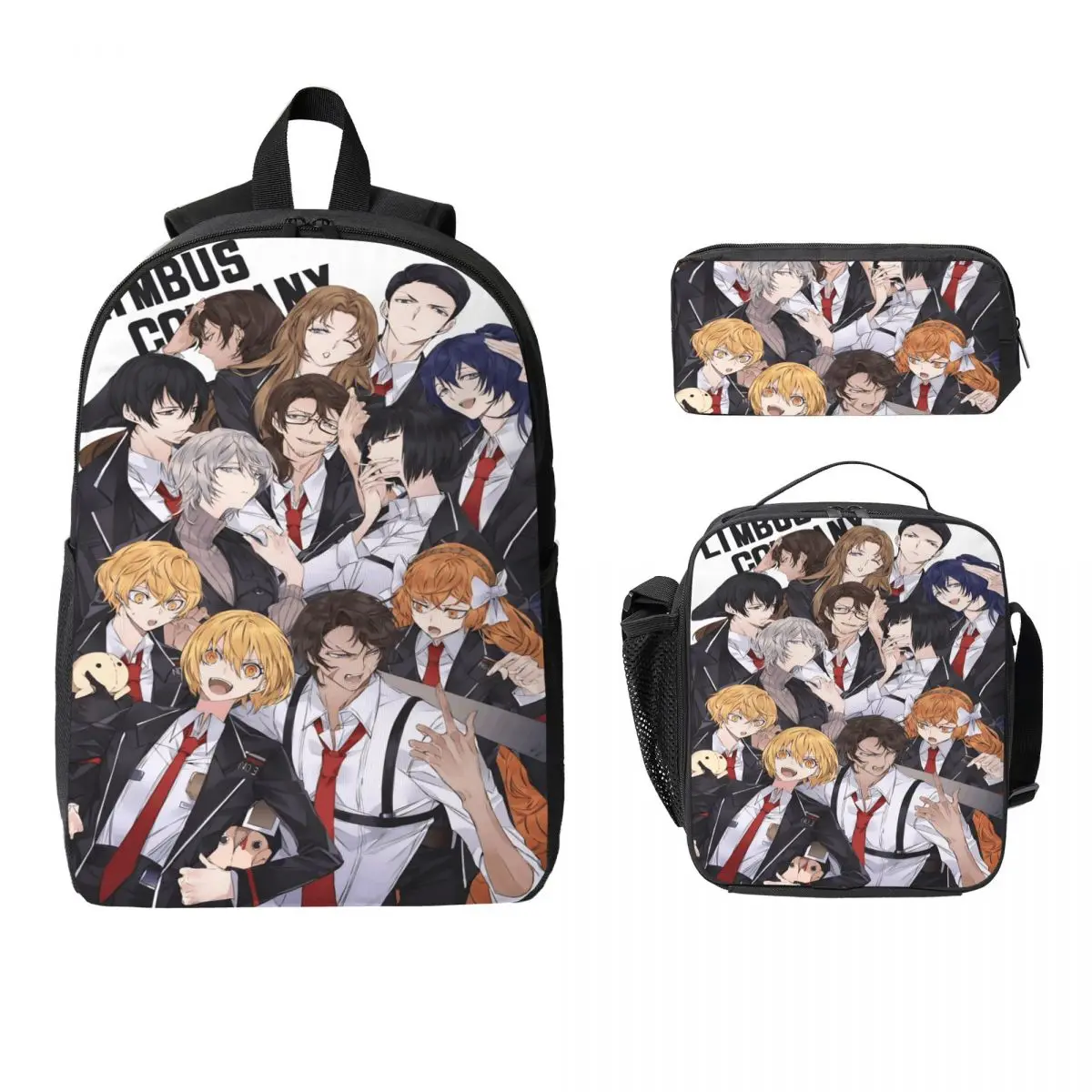 3Pcs Limbus Company Accessories Backpack Set for Boy Girl Pen Bags Bookbag Sets with Lunch Box For  School Students Knapsack