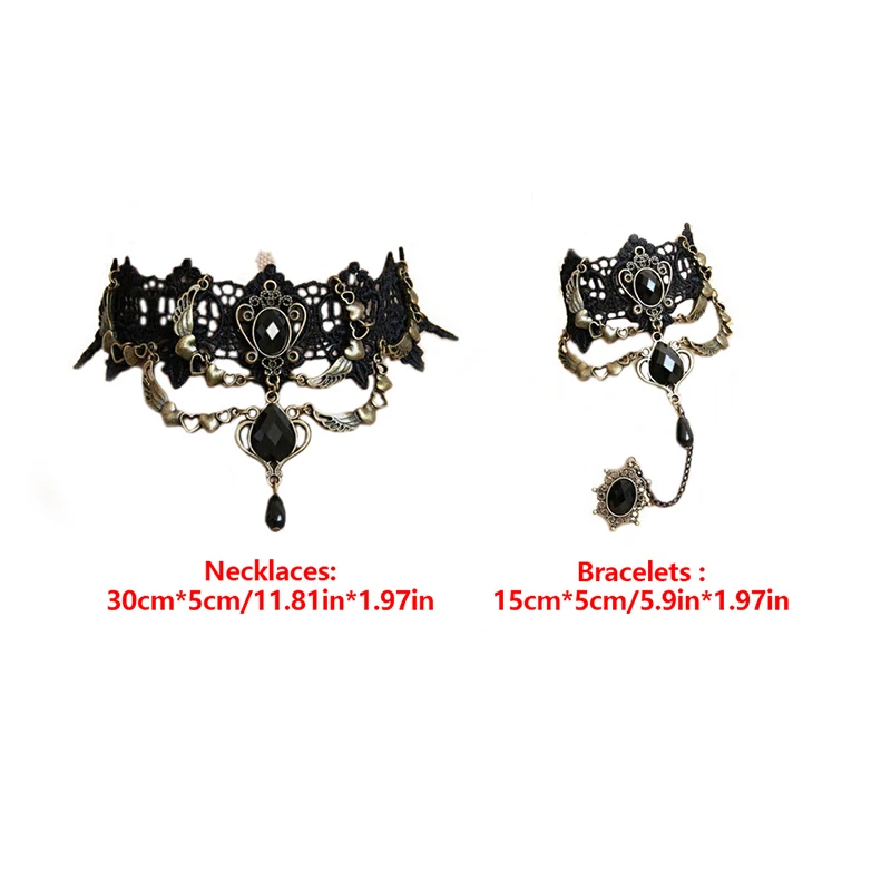 Gothic viktoria nischen schwarzen Spitze Halskette Frauen Mädchen Boho Kristall Quaste sexy Spitze Halsreif Steampunk dunklen Loli-Stil Halloween-Schmuck