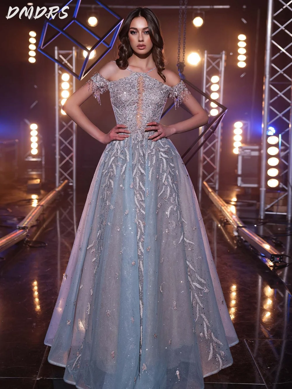 

Sexy Sleeveless Prom Dress 2025 Luxurious Beaded Sleeveless Evening Dress Charming A Line Floor-Length Gown Customized