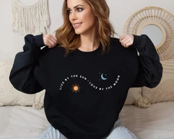 Live By The Sun Love By The Moon Sweatshirt Sun Moon Celestial Sweater Meditation Inspirational Quotes Trendy Crewneck Pullover