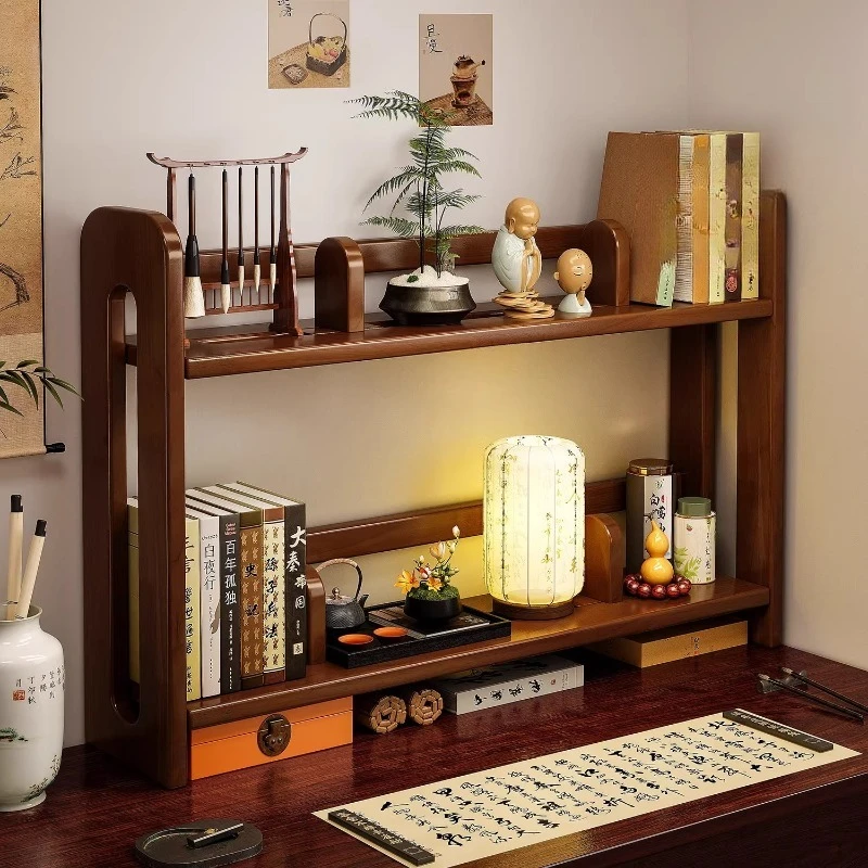 Desktop Bookshelf for Calligraphy Table, Vertical Height Adjustable Storage Organizer Rack