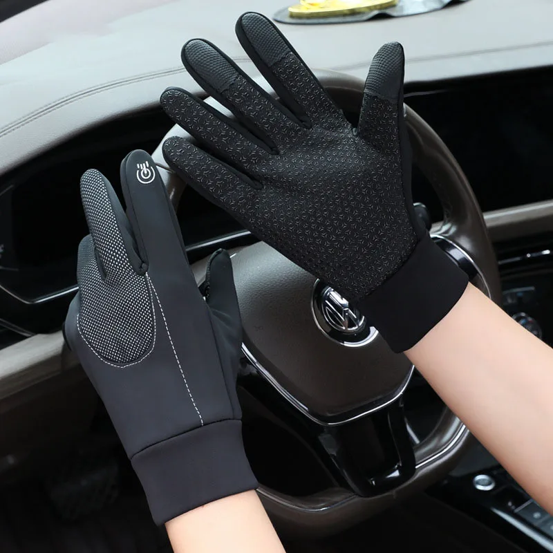 

New Outdoor Skiing Cycling Warm Gloves Silicone Anti Slip Touch Screen Inner Side for Unisex Thick Warm Full Finger Gloves