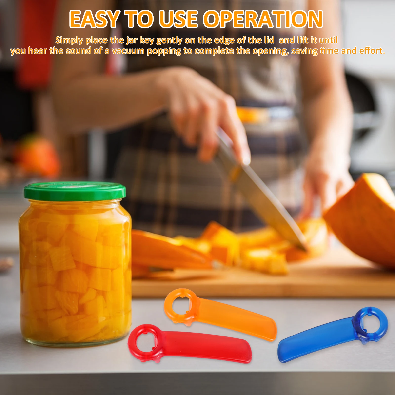 3Pcs Jar Opener Manual Jar Key with Ergonomic Handle Mini Portable Can Lid Opener Tool for Elders Children Women Weak Hands