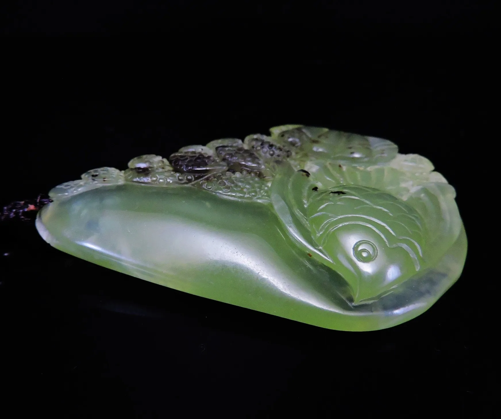 Jade Jewelry Natural Jade Pendant Necklace Hand-Carved angelfish&coral&seashell Jadeite Necklace Pendant Gift No Treatment 596i
