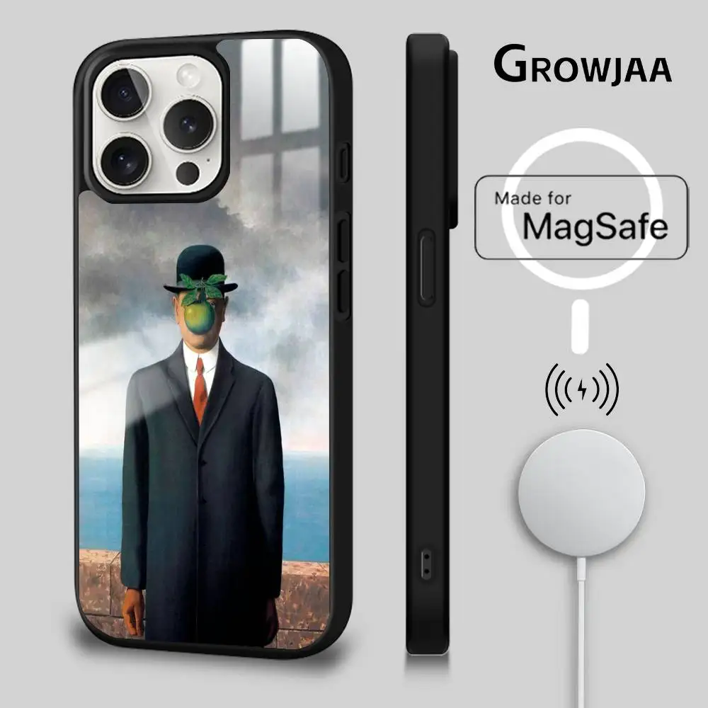 ريني ماغريت مجردة الفن جراب هاتف آيفون 17 16 15 14 13 12 11 برو ماكس بلس ميني ماجسيف مرآة اللاسلكية المغناطيسي فوندا #2