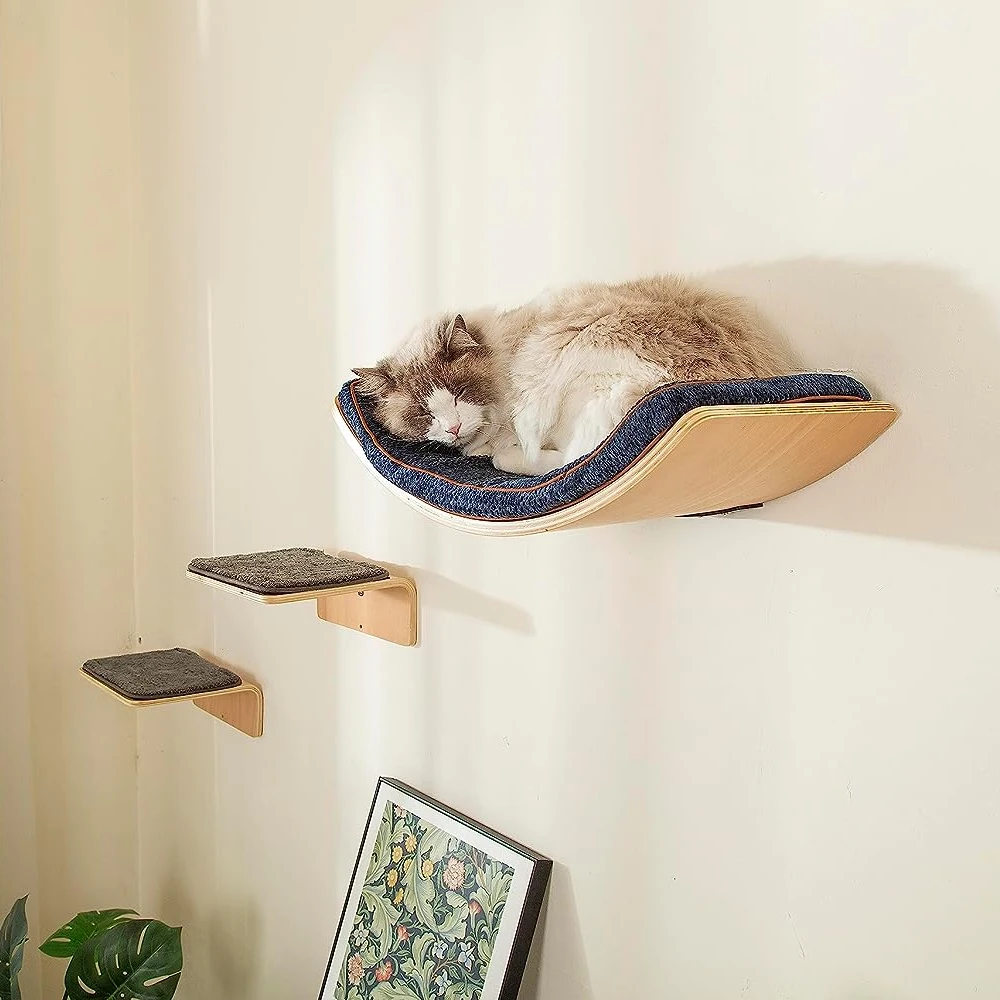 Cat Curved wall Shelf Furniture, Cat window perch seat bed for playground