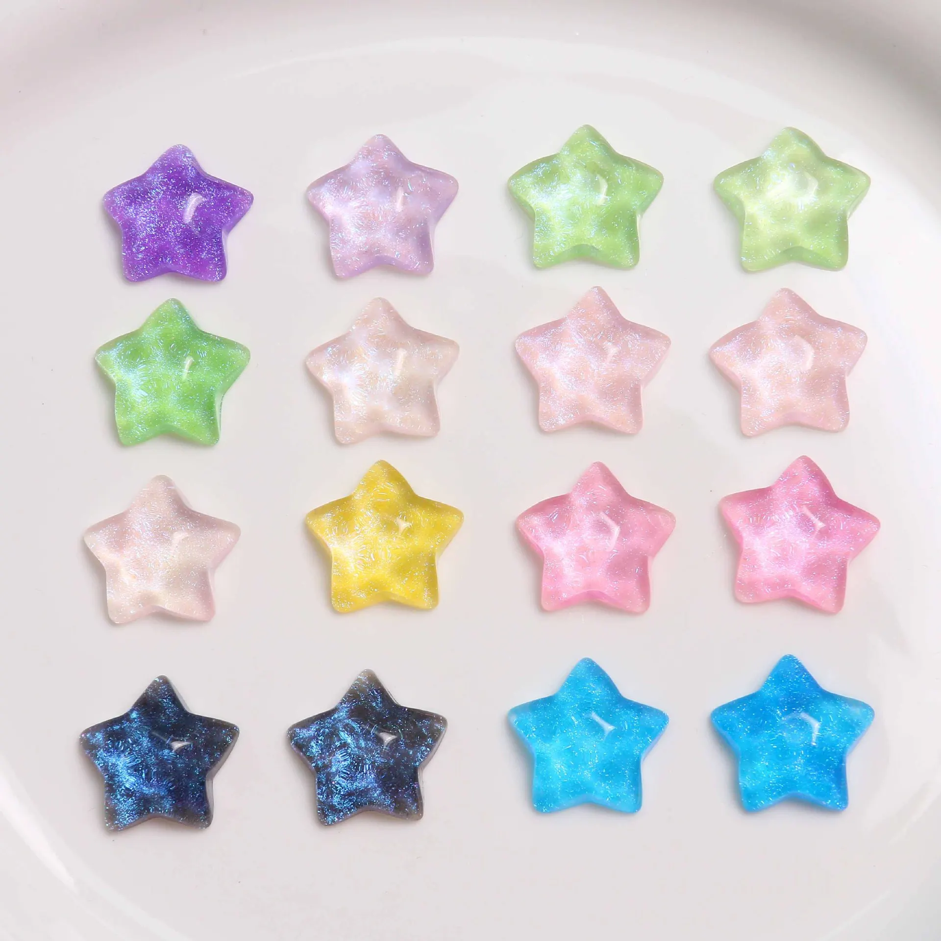 Starry Sky Shiny Glitter Wavy Star Resin Cabochons DIY Earrings Hair Accessories Headwear Jewelry Making Supplies